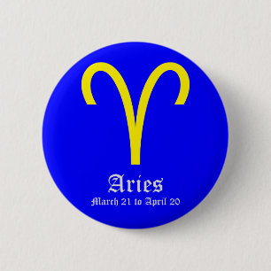 ARIES ASTROLOGIC SIGN, SYMBOL ZODIAC PINBACK BUTTON