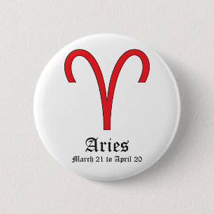 ARIES ASTROLOGIC SIGN, SYMBOL ZODIAC PINBACK BUTTON