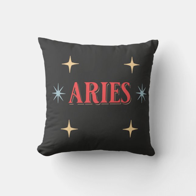 Aries Astrological Sign Throw Pillow (Front)