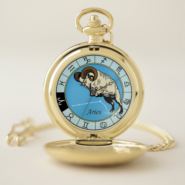 aries astrological zodiac sign pocket watch (Inside)