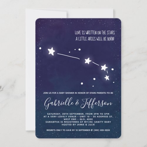 Aries Astrology Baby Shower Invitation