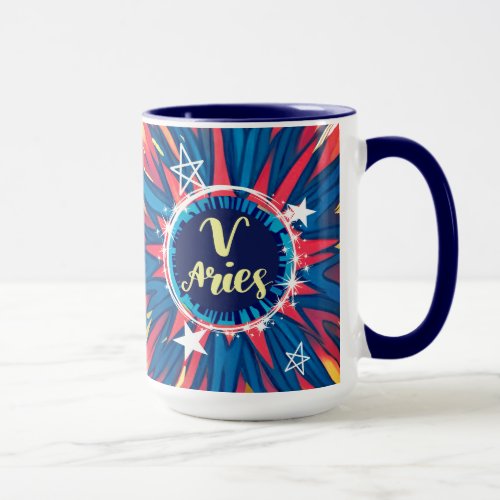 Aries astrology birth sign zodiac psychedelic mess mug