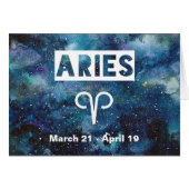 Aries Astrology Blue Watercolor Galaxy Birthday (Front Horizontal)
