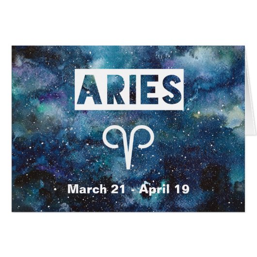 Aries Astrology Blue Watercolor Galaxy Birthday (Front Horizontal)