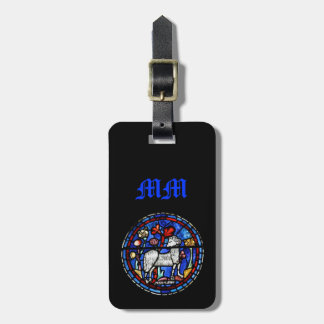 Aries Astrology Gothic Stained Glass Luggage Tag