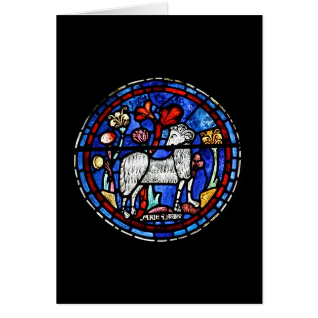 Aries Astrology Gothic Stained Glass Windows Card (Front)
