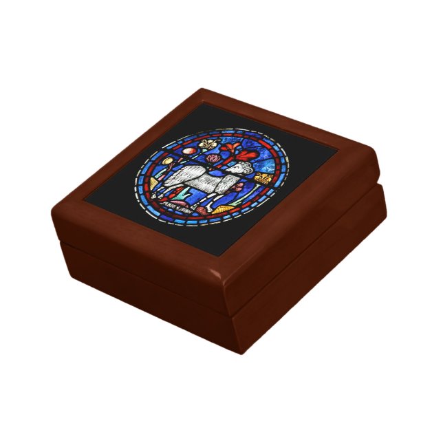 Aries Astrology Gothic Stained Glass Windows GB 1 Keepsake Box (Side)