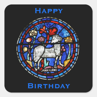 Aries - Astrology - Gothic Stained Glass Windows - Square Sticker