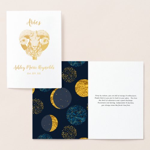 Aries Astrology  Personalized Zodiac Sign Foil Card