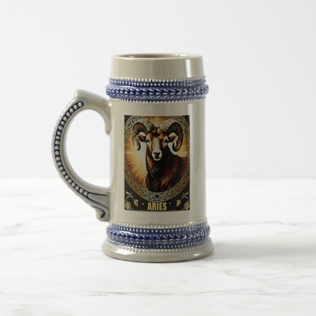 Aries astrology sign beer stein (Left)