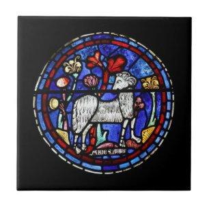 Aries Astrology Stained Glass Ceramic Tile