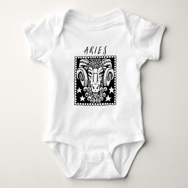 Aries Astrology Symbol Horoscope Zodiac Sign Logo Baby Bodysuit (Front)