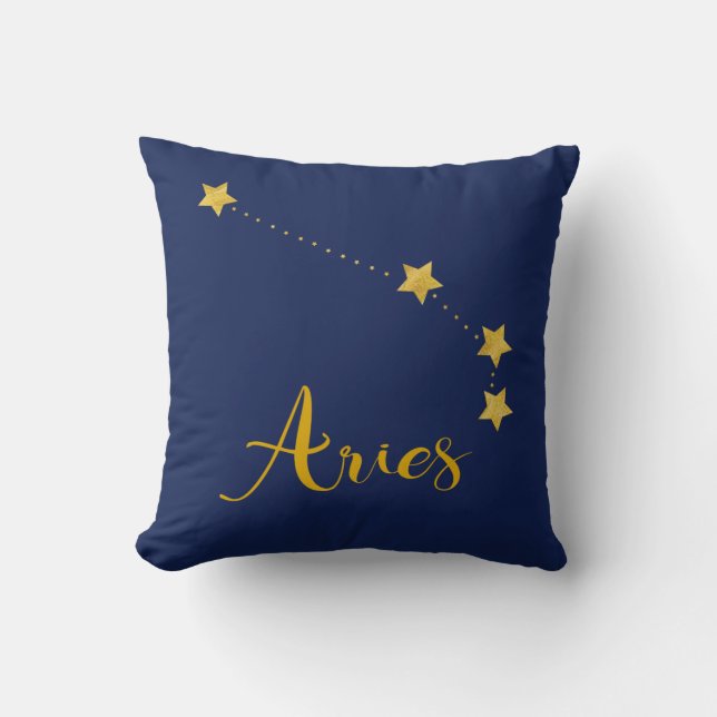 Aries Astrology with Constellation of Stars Throw Pillow (Front)