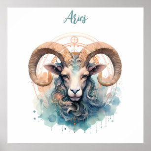 Aries Astrology zodiac sign of Aries in watercolo