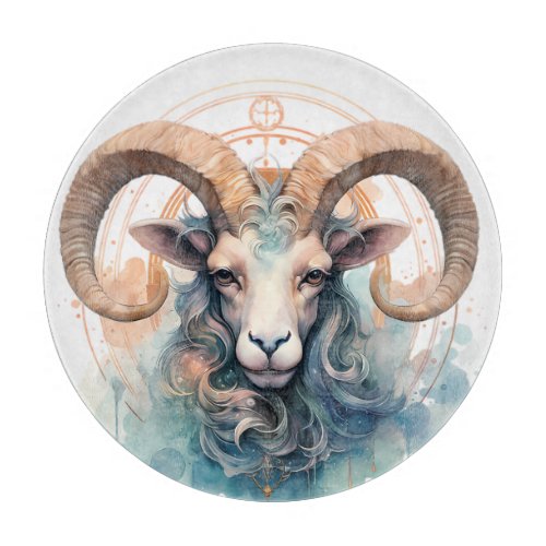 Aries Astrology  zodiac sign of Aries in watercolo Cutting Board