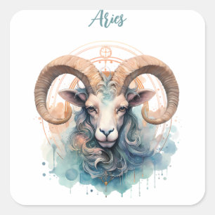 Aries Astrology zodiac sign of Aries in watercolo Square Sticker