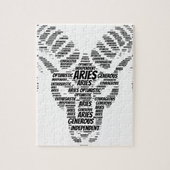 Aries Astrology Zodiac Sign Word Cloud Jigsaw Puzzle by WordPoem at Zazzle