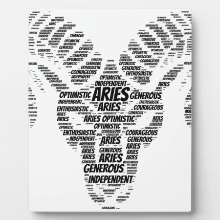 Aries Astrology Zodiac Sign Word Cloud Plaque