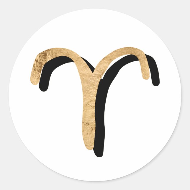 Aries astrology zodiac symbol gold black  classic round sticker (Front)