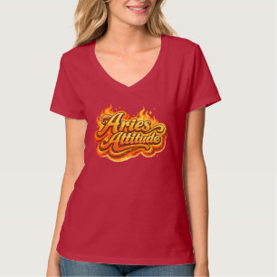 Aries Attitude Retro Flame Zodiac T-Shirt Bold F