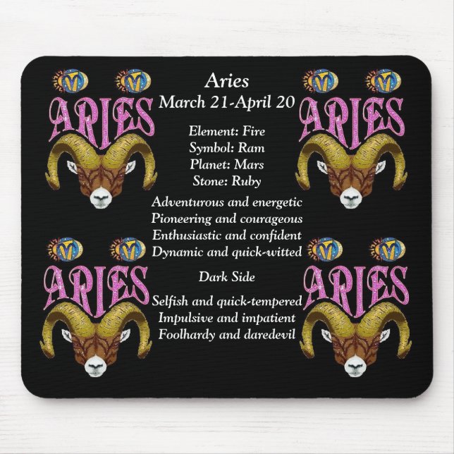 Aries Birth Sign Zodiac Mouse Pad (Front)
