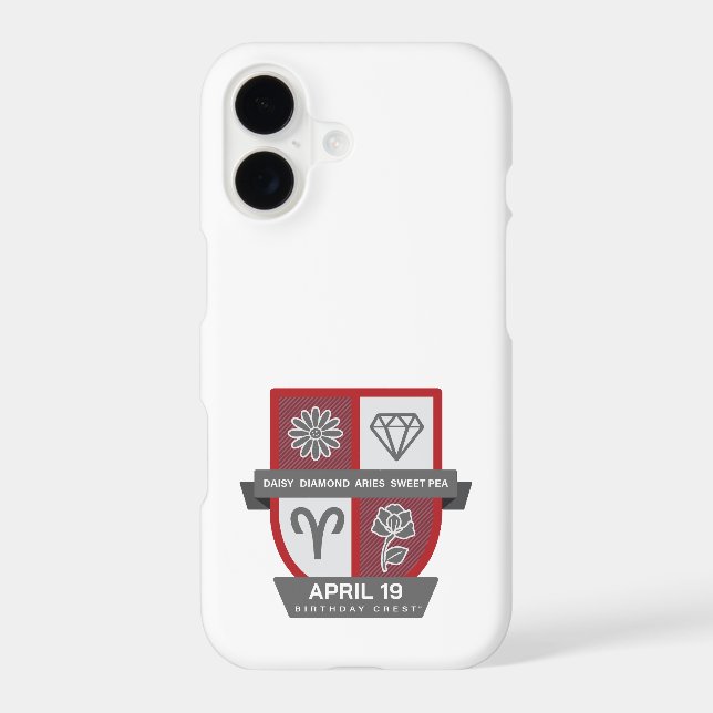 Aries Birthday Crest™ for April 1-19 iPhone Case (Back)