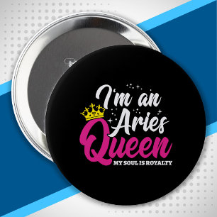 Aries Birthday Queen Astrology Zodiac March April Button