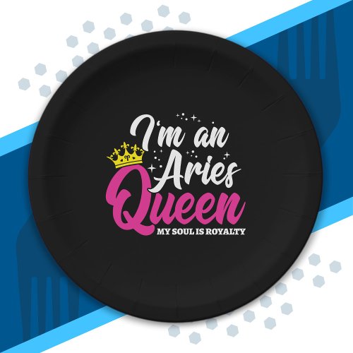 Aries Birthday Queen Astrology Zodiac March April Paper Plates