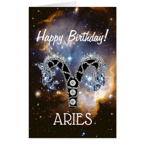 Aries Birthstone Design Zodiac Jumbo Birthday Card