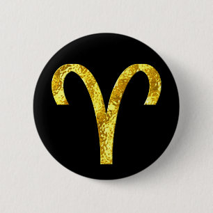 Aries Black Gold Pinback Button