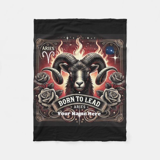 Aries “Born to Lead” Fleece Blanket (Front)