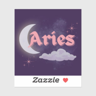 Aries Celestial Aesthetic Dreamy Moon Cloud Stars Sticker