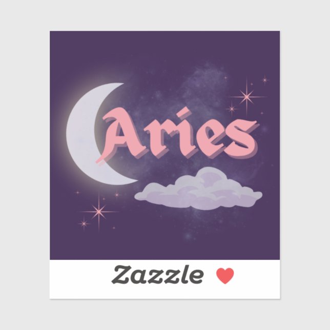 Aries Celestial Aesthetic Dreamy Moon Cloud Stars Sticker (Sheet)