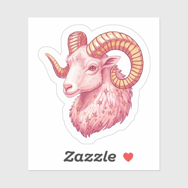 Aries Celestial Zodiac Sticker -Aesthetic Pink Art (Sheet)