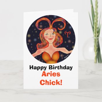 Aries Chick Birthday Card by Victoreeah at Zazzle