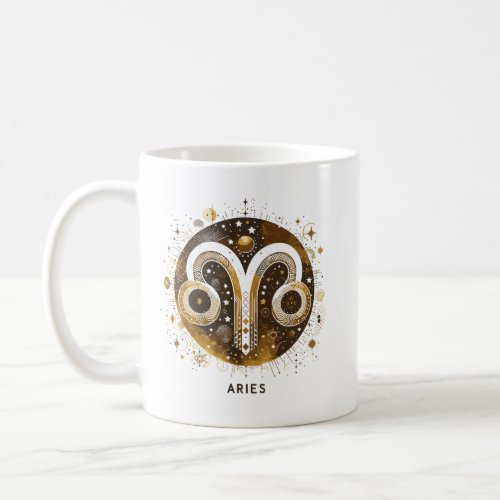 Aries Coffee Mug _ Ornate Ramâs Head Zodiac Design