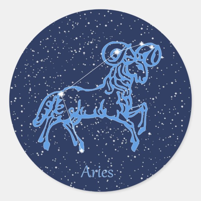 Aries Constellation and Zodiac Sign with Stars Classic Round Sticker (Front)