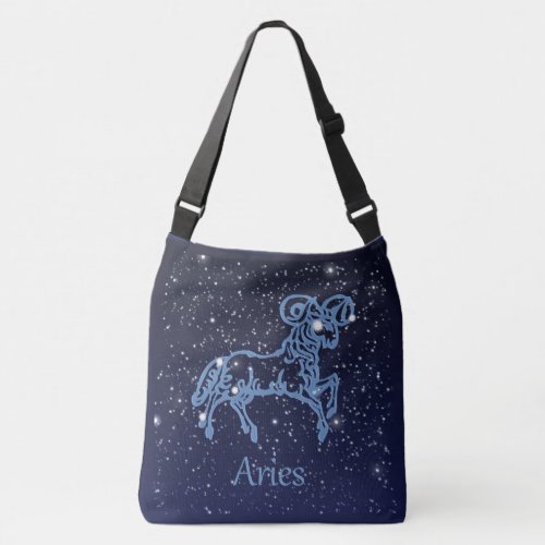 Aries Constellation and Zodiac Sign with Stars Crossbody Bag