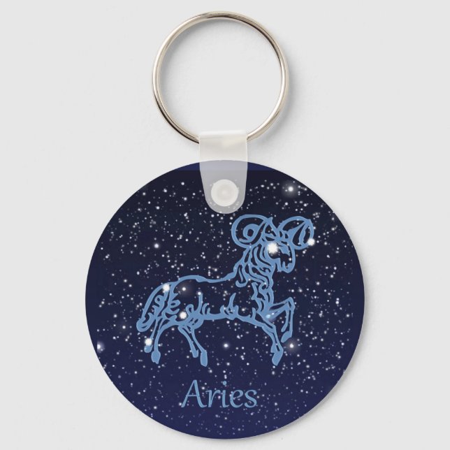 Aries Constellation and Zodiac Sign with Stars Key Keychain (Front)