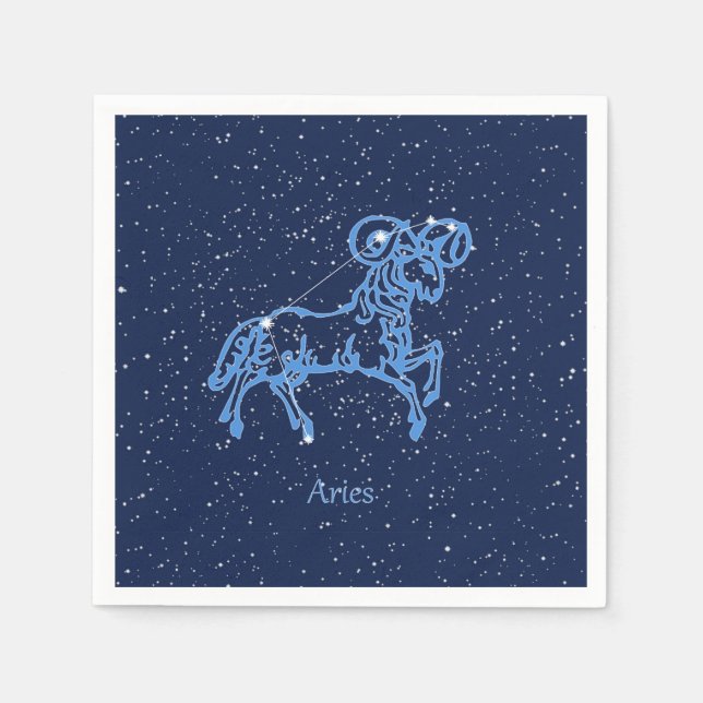 Aries Constellation and Zodiac Sign with Stars Napkins (Front)