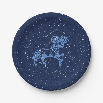 Aries Constellation And Zodiac Sign With Stars Paper Plates by Under_Starry_Skies at Zazzle