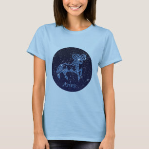 Aries Constellation and Zodiac Sign with Stars T-Shirt