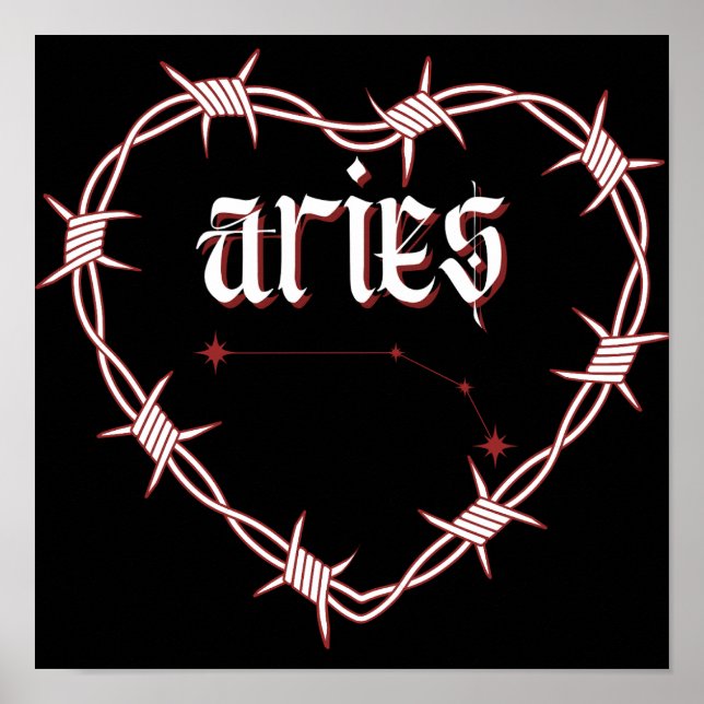 Aries Constellation Gothic Dark Celestial Art Poster (Front)