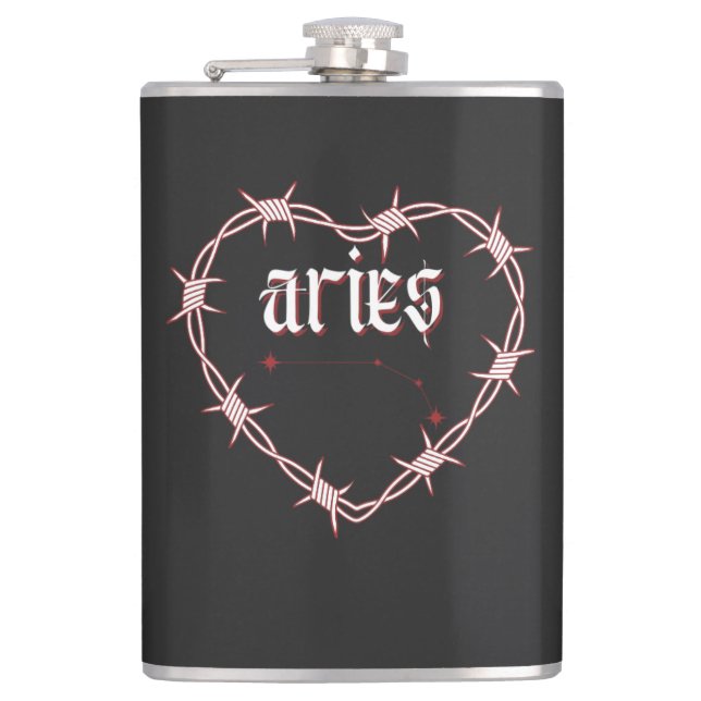Aries Constellation Gothic Dark Celestial Edgy Flask (Front)
