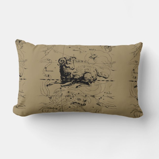 Aries Constellation Hevelius 1690 March 21 - Apr19 Lumbar Pillow (Front)
