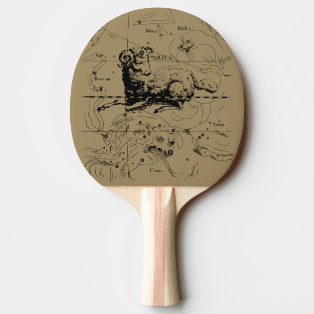 Aries Constellation Hevelius 1690 March 21 - Apr19 Ping-Pong Paddle (Back)