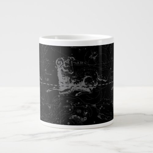 Aries Constellation Hevelius Vintage on Black Large Coffee Mug