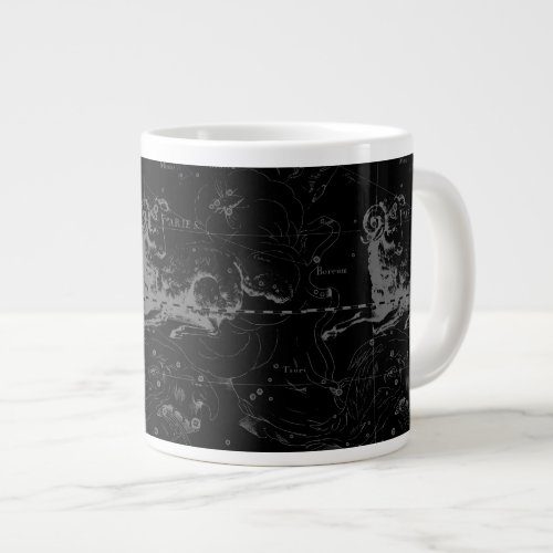 Aries Constellation Hevelius Vintage on Black Large Coffee Mug