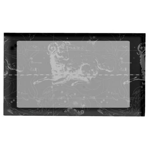 Aries Constellation Hevelius Vintage on Black Place Card Holder