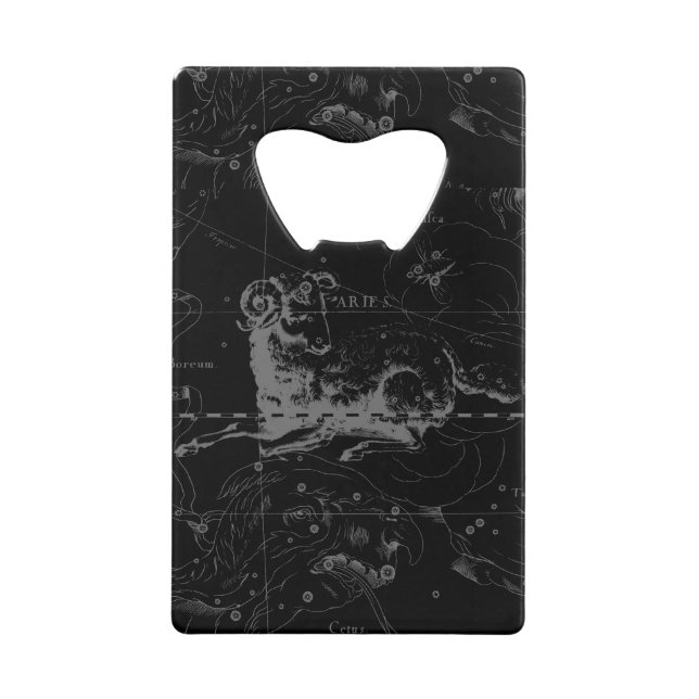 Aries Constellation Map Engraving by Hevelius Credit Card Bottle Opener (Front)